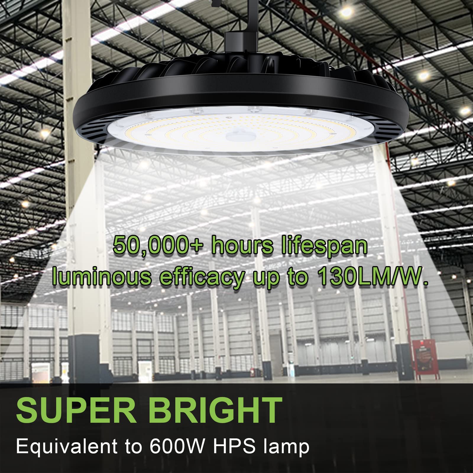 hykolity 2 Pack LED High Bay Light 200W, 5000K UFO LED High Bay Light Fixture with US Plug [600W MH/HPS Equiv.] 100-277V, 26,000lm, IP65 Commercial Warehouse Area Light for Wet Location