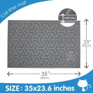 UPSKY Cat Litter Mat, Litter Trapping Mat Soft on Kitty Paws, Large Litter Box Mat 35" x 24" Scatter Control for Cat Litter, Waterproof and Extra Large Litter Box Carpet.