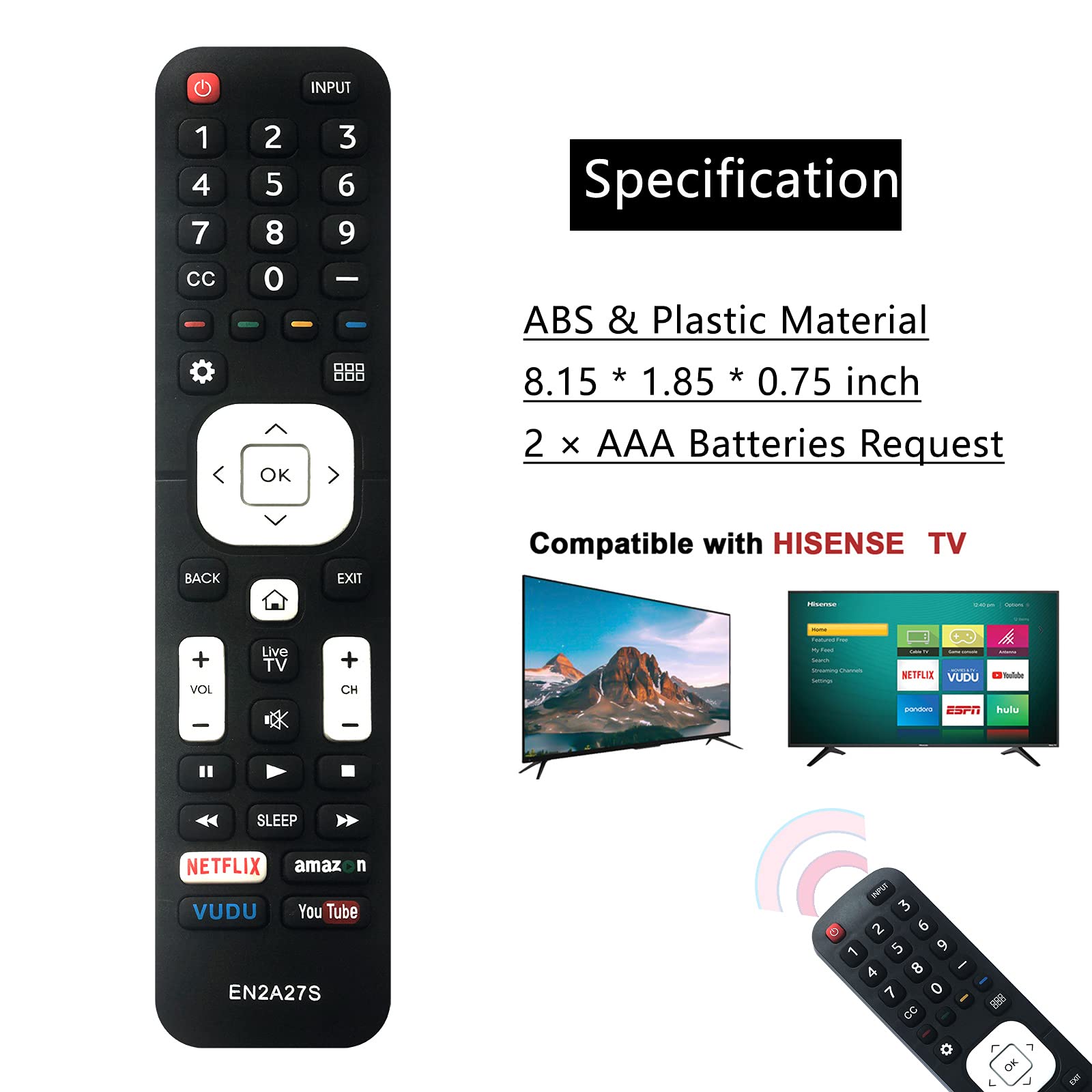 for Hisense Android TV Remote Control Compatible with All Hisense 4K LED HD UHD Android Smart TVs