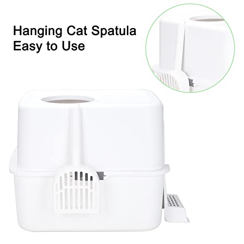 Sfozstra Cat Litter Box with Lid, Fully Enclosed Splash-Proof Litter Box,Top Entry Cat Litter Box, Easy to Assemble and Installation for Small Cats Under 8 IB (White, Small)