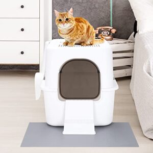 Sfozstra Cat Litter Box with Lid, Fully Enclosed Splash-Proof Litter Box,Top Entry Cat Litter Box, Easy to Assemble and Installation for Small Cats Under 8 IB (White, Small)