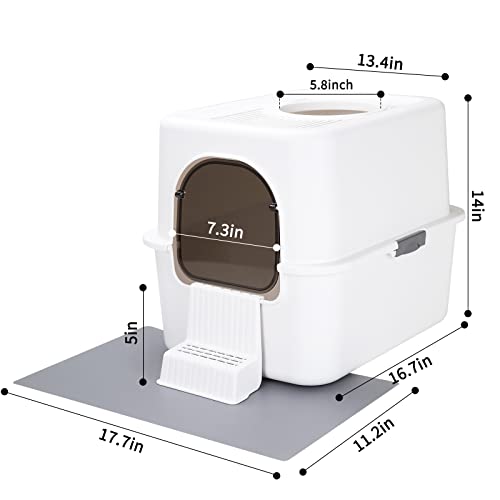 Sfozstra Cat Litter Box with Lid, Fully Enclosed Splash-Proof Litter Box,Top Entry Cat Litter Box, Easy to Assemble and Installation for Small Cats Under 8 IB (White, Small)