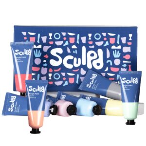 Sculpd Acrylic Paint Set, 8 x 22ml Tubes of Premium Coloured Acrylic, Heavy Body & Vibrant Colors, Paint on Air Dry Clay, Canvas, Ceramic, Fabric, Wood & More, Pastel Tones