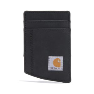 carhartt men's casual saddle leather wallets, available in multiple styles and colors, black (front pocket), one size