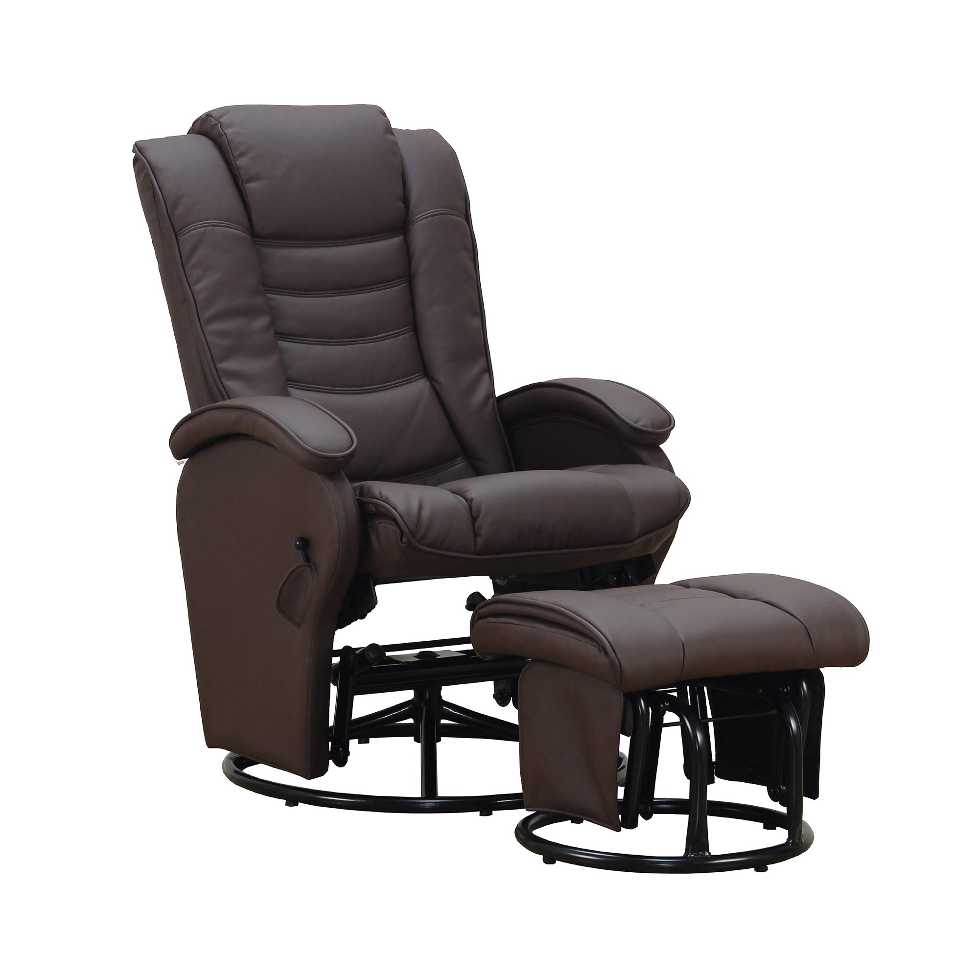 Pearington Recliner Chair with Ottoman, Leather, Espresso 33.07D x 28.54W x 43.3H in