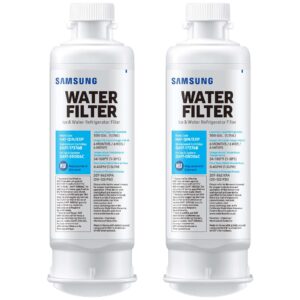 samsung genuine filters for refrigerator water and ice, carbon block filtration for clear drinking water, haf-qin-2p, 2 count (pack of 1)