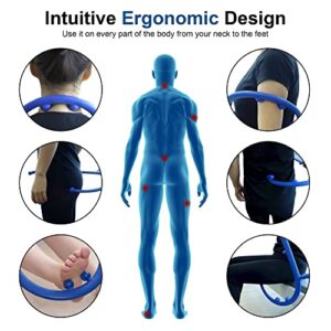 Massage Trigger Point Cane, Body Deep Tissue, Handheld Back, Neck, Shoulder, Leg and Feet Massager Rod, Muscle Release Tool Self Massage Hook Cane for Women & Men, Blue