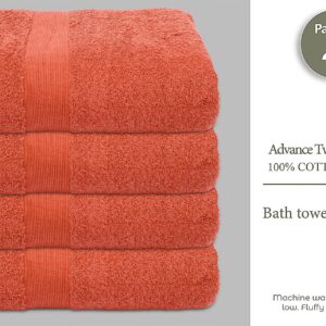 Softolle 100% Cotton Luxury Bath Towels -Towels for Bathroom - Set of 4 Bath Towel (27” x 54”)- Eco-Friendly, Super Soft, Highly Absorbent Bath Towel - Oeko-Tex Certified (Grey) (Coral)