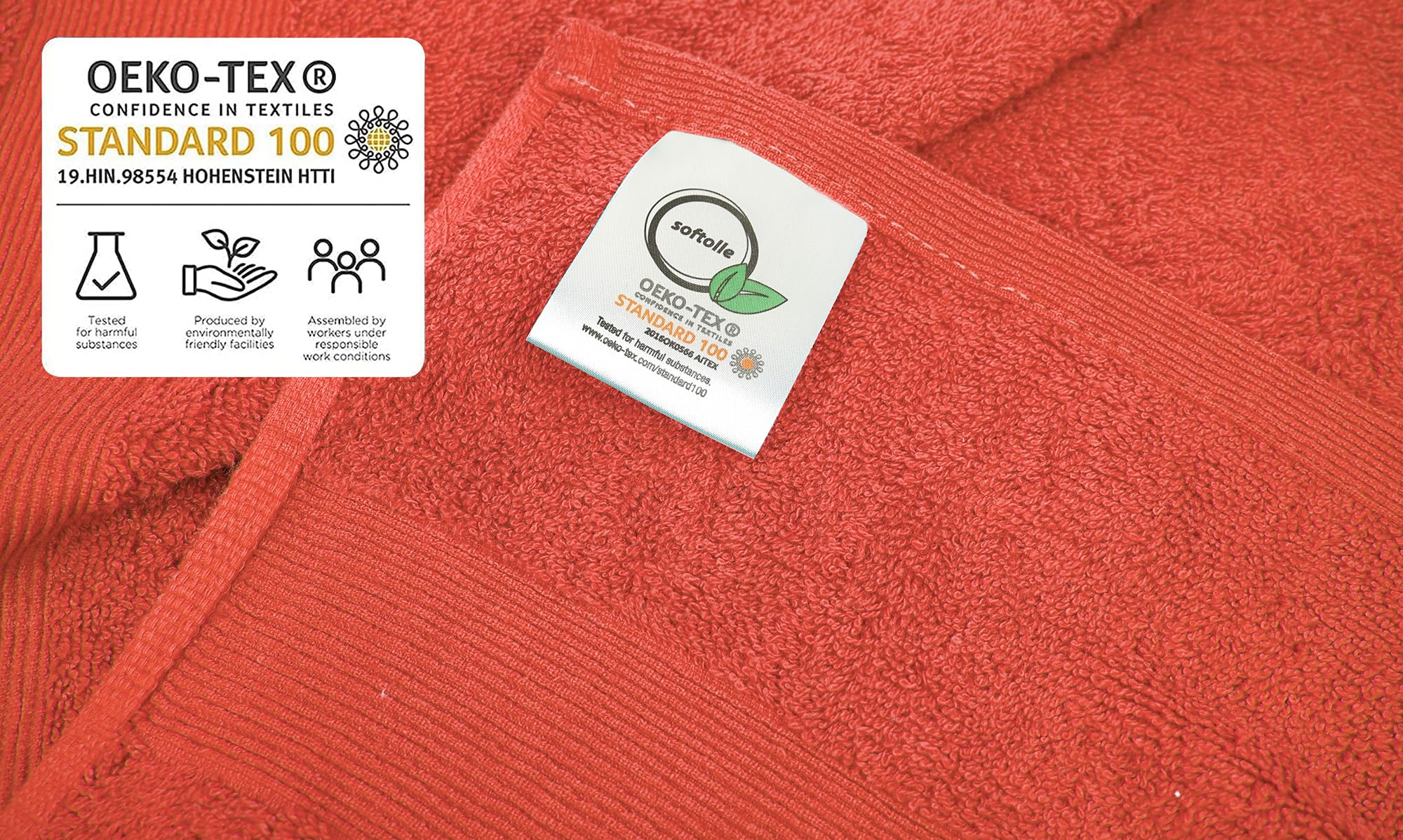 Softolle 100% Cotton Luxury Bath Towels -Towels for Bathroom - Set of 4 Bath Towel (27” x 54”)- Eco-Friendly, Super Soft, Highly Absorbent Bath Towel - Oeko-Tex Certified (Grey) (Coral)