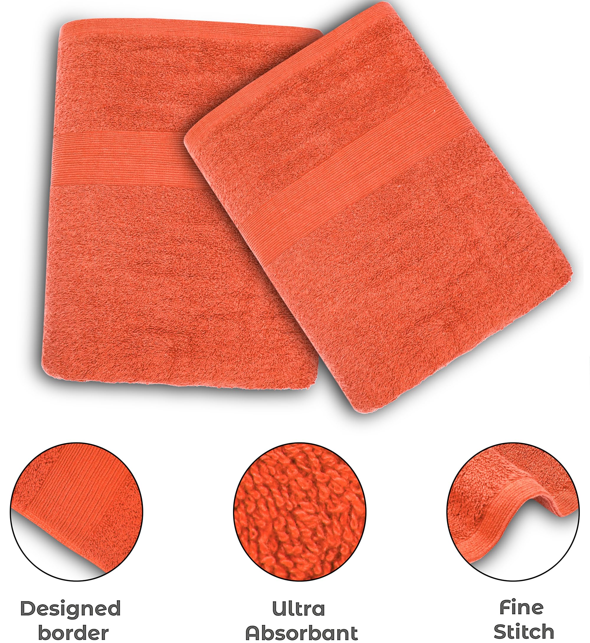 Softolle 100% Cotton Luxury Bath Towels -Towels for Bathroom - Set of 4 Bath Towel (27” x 54”)- Eco-Friendly, Super Soft, Highly Absorbent Bath Towel - Oeko-Tex Certified (Grey) (Coral)