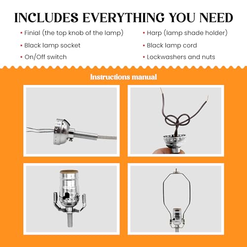 Creative Hobbies ML93HK Black Finish Make-A-Lamp Kit with All Parts Needed and Instructions for DIY Lamp Design or Repair