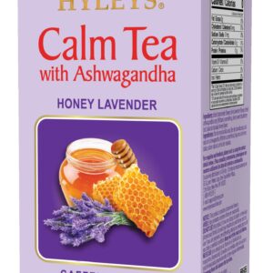 Hyleys Calm Tea with Ashwagandha - Lavender & Honey Flavor - Caffeine-Free, 100% Natural Herbal Tea - 25 Tea Bags