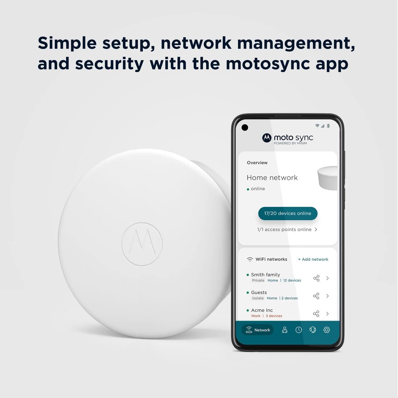 Motorola MH7603 | WiFi 6 Router + Intelligent Mesh System | 3-Pack | Easy Setup, Security, Adblocking & Parental Controls with The Motosync app | AX1800 WiFi