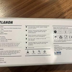 LANON 6-mil Black Nitrile Disposable Gloves, Food-Safe, Powder-Free, Heavy-Duty, Textured Fingertips, Latex-Free, XL