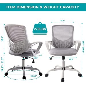 Office Chair, Ergonomic Home Desk Chair Mid Back Mesh Chair Rolling Swivel Computer Chair with Lumbar Support (Office Chair, Light Grey)