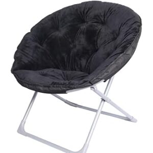 Amazon Basics Faux Fur Saucer Shaped Chair with Metal Frame Black 32.3"D x 27.2"W x 32.3"H