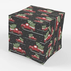 Stesha Party Red Christmas Truck Holiday Wrapping Paper - Folded Flat 30 x 20 Inch (3 Sheets)