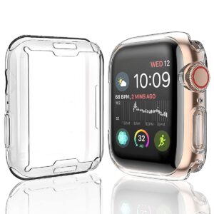[2-pack] julk 41mm case for apple watch series 9 (2023) series 8 series 7 screen protector, overall protective case tpu hd ultra-thin cover for iwatch, transparent