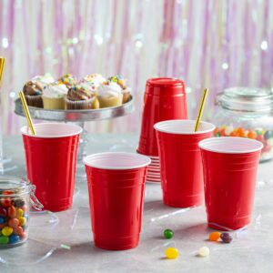 Comfy Package [18 oz. - 100 Count Disposable Plastic Red Cups, Party Drinking Cups for Events and Everyday Use