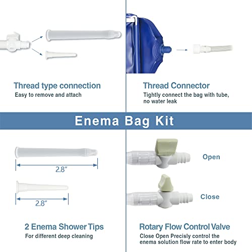 TopQuaFocus 1.8Quart Enema Bag Kit Home Coffee Enema Bag Kit for Colon Cleansing Portable Enema Bag for Colonic Cleanse 4.59 FT Hose