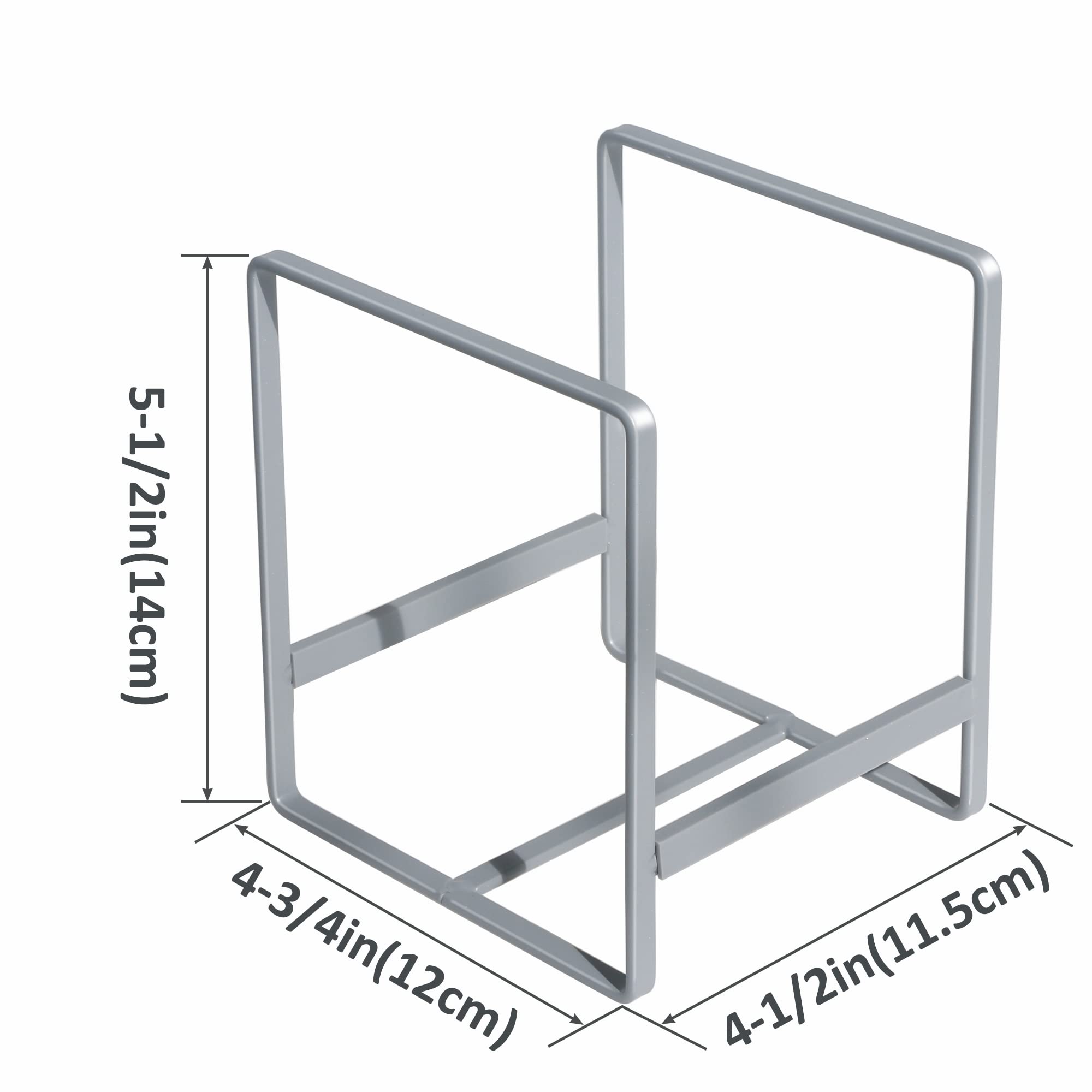 MINGFANITY 2PCS Plate Holders Organizer, Metal Dish Storage Dying Display Rack for Cabinet, Counter and Cupboard, Grey, Small