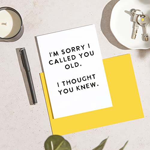 Huxters Funny Birthday Card – I’m Sorry I Called You Old Birthday Greeting Cards – Ultra-Thick Eco-Friendly Paper – Hilarious Birthday Cards for Men and Women – Includes Recyclable Envelope – A5…