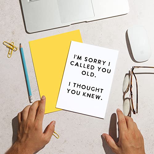 Huxters Funny Birthday Card – I’m Sorry I Called You Old Birthday Greeting Cards – Ultra-Thick Eco-Friendly Paper – Hilarious Birthday Cards for Men and Women – Includes Recyclable Envelope – A5…