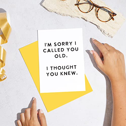 Huxters Funny Birthday Card – I’m Sorry I Called You Old Birthday Greeting Cards – Ultra-Thick Eco-Friendly Paper – Hilarious Birthday Cards for Men and Women – Includes Recyclable Envelope – A5…