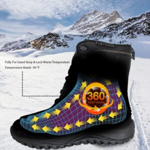 ROCKMARK Men's Winter Snow Boots Outdoor Warm Mid Calf Waterproof Durable Boot Non-Slip Warm Climbing Shoes (9.5, Red)