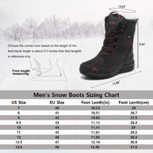 ROCKMARK Men's Winter Snow Boots Outdoor Warm Mid Calf Waterproof Durable Boot Non-Slip Warm Climbing Shoes (9.5, Red)