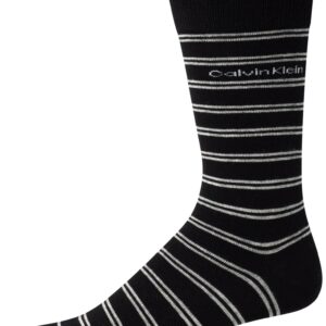 Calvin Klein Men's Dress Socks - Cotton Blend Crew Patterned Socks (4 Pack), Size 7-12, Black Assorted