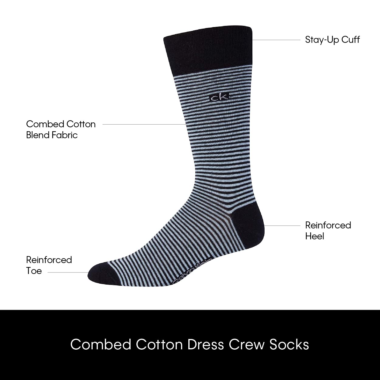 Calvin Klein Men's Dress Socks - Cotton Blend Crew Patterned Socks (4 Pack), Size 7-12, Black Assorted