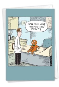 nobleworks sore gingerbread man - get well greeting card with envelope (4.63 x 6.75 inch) - c2609gwg