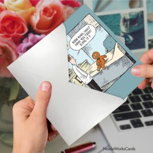 NobleWorks Sore Gingerbread Man - Get Well Greeting Card with Envelope (4.63 x 6.75 Inch) - C2609GWG