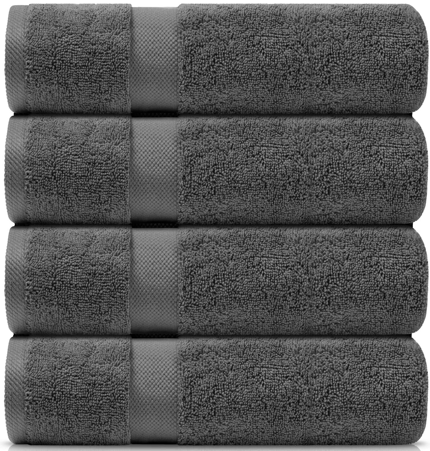 Wealuxe Charcoal Bath Towels Set of 4, Cotton Body Towel for Hotel, Gym, Spa, Soft Extra Absorbent Quick Dry Towels for Bathroom 27x52 Inch