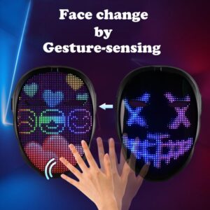 Face Transforming LED Mask with App Controlled - Programmable LED Halloween Mask Digital Luminous Mask for Costume Cosplay