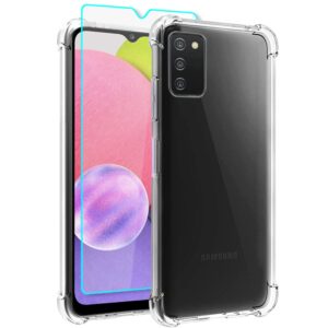 Samsung A03s Case, Samsung Galaxy A03s Cases and Screen Protector, Shockproof Crystal Clear Slim Soft Silicone TPU Protective Phone Cover for Samsung Galaxy A03s (Clear), 6.46 x 2.99 x 0.36 inches