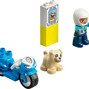 LEGO DUPLO Town Rescue Police Motorcycle 10967 Toy for Toddlers, Boys & Girls 2 Plus Years Old, with Police Officer and Dog Figure, Early Development Toys