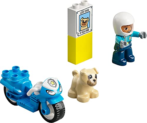 LEGO DUPLO Town Rescue Police Motorcycle 10967 Toy for Toddlers, Boys & Girls 2 Plus Years Old, with Police Officer and Dog Figure, Early Development Toys