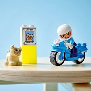 LEGO DUPLO Town Rescue Police Motorcycle 10967 Toy for Toddlers, Boys & Girls 2 Plus Years Old, with Police Officer and Dog Figure, Early Development Toys