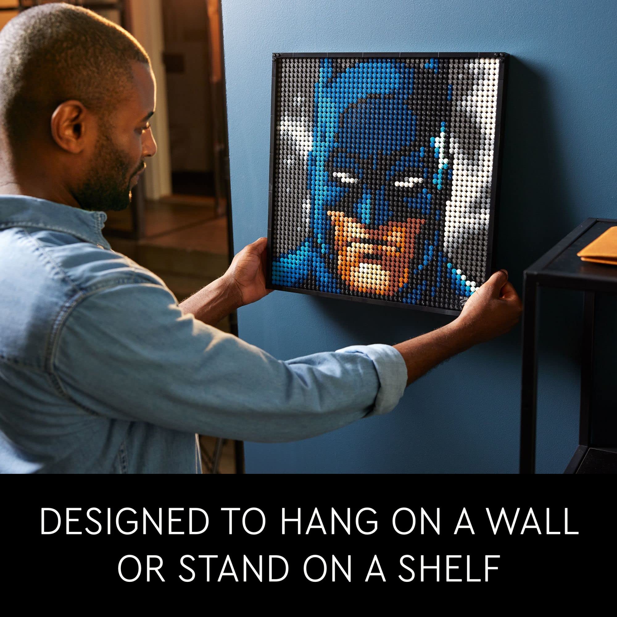 LEGO Art Jim Lee Batman Collection 31205 Building Blocks - Superhero Canvas Wall Decor with Joker, Harley Quinn, or Batman Portraits, DC Comics DIY Poster, Gift Idea for Men, Women, and Adults