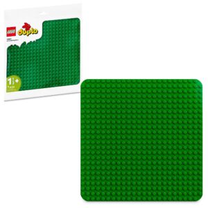 lego duplo green building plate, 24x24 stud foundation for toddlers to build, play, and display their brick creations, baseplate construction toy for kids, 10980