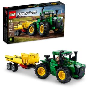 lego technic john deere 9620r 4wd tractor toy 42136 building toy - collectible model with trailer, featuring realistic details, construction farm toy for kids ages 8+