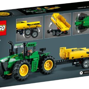 LEGO Technic John Deere 9620R 4WD Tractor Toy 42136 Building Toy - Collectible Model with Trailer, Featuring Realistic Details, Construction Farm Toy for Kids Ages 8+