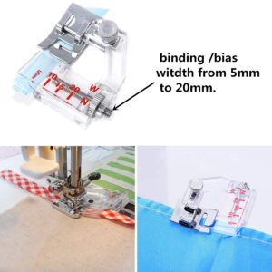 Fbshicung Sewing Foot Kit - 3Pcs Wide Hem Foot,Bias Tape Binder Foot and Adjustable Guide Foot,Border Guide Presser Foot and 10pcs Sewing Clips for Sewing Machine