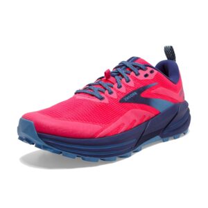 brooks women's cascadia 16 trail running shoe - pink/flambe/cobalt - 8.5 medium