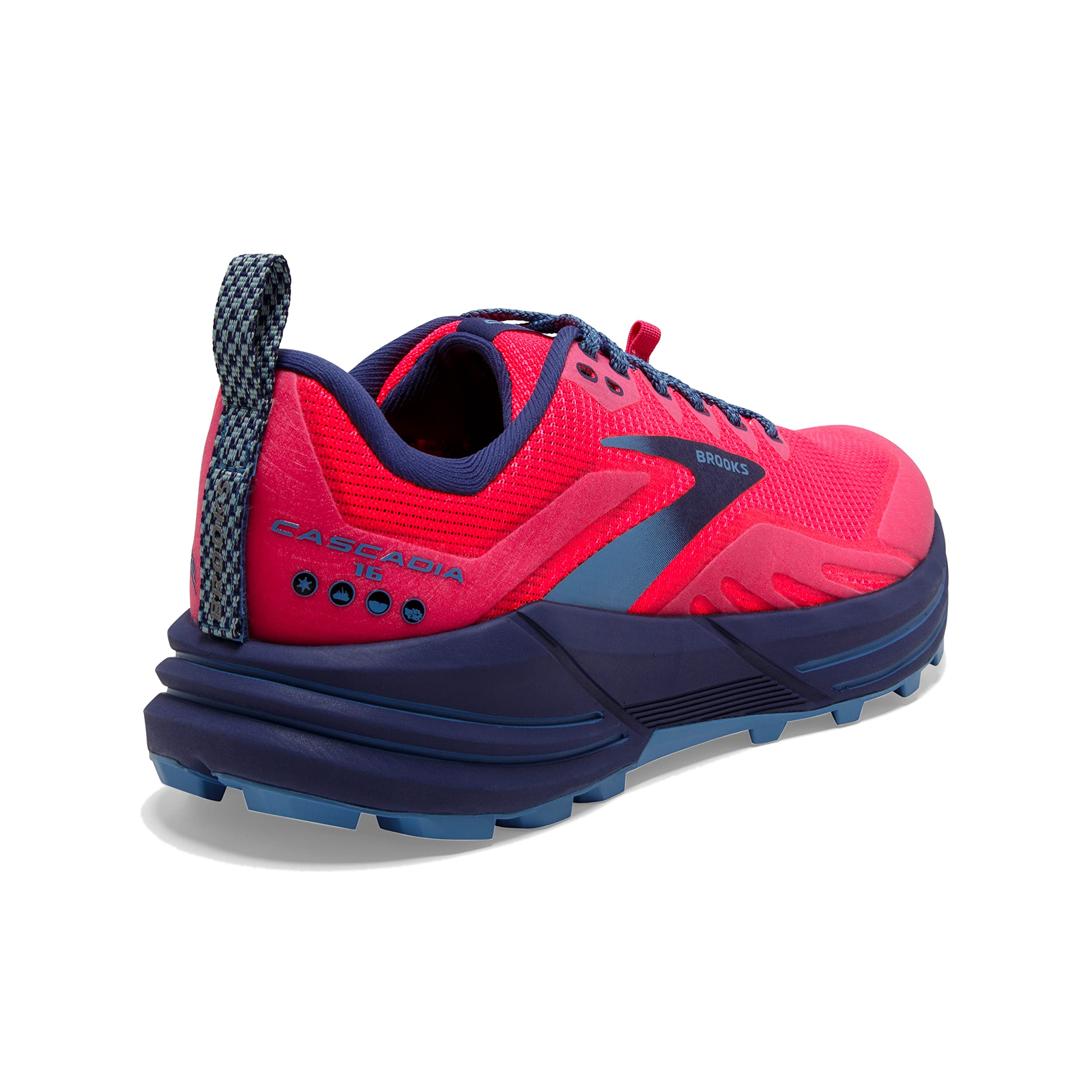 Brooks Women's Cascadia 16 Trail Running Shoe - Pink/Flambe/Cobalt - 8.5 Medium