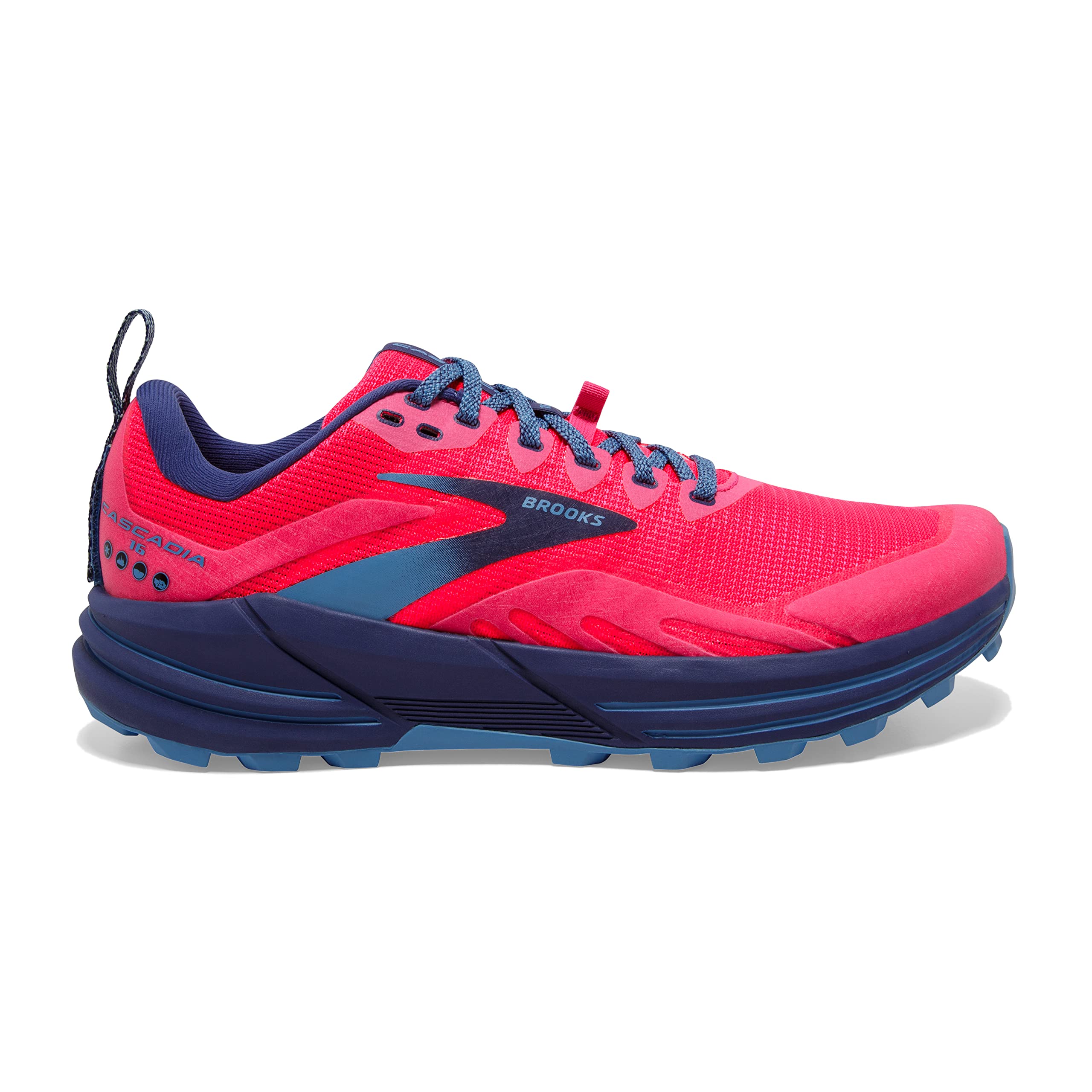 Brooks Women's Cascadia 16 Trail Running Shoe - Pink/Flambe/Cobalt - 8.5 Medium