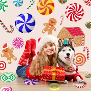 DIYDEC 70PCS Peppermint Floor Decals Stickers, Self-Adhesive Christmas Candy Party Wall Floor Stickers Decals for Christmas Floor Candy Land Decoration