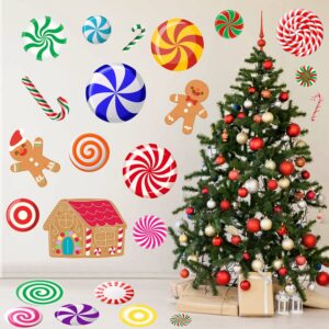 DIYDEC 70PCS Peppermint Floor Decals Stickers, Self-Adhesive Christmas Candy Party Wall Floor Stickers Decals for Christmas Floor Candy Land Decoration